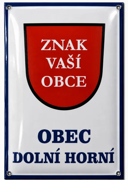 Smaltovaná cedule se znakem obce O6-urad 3